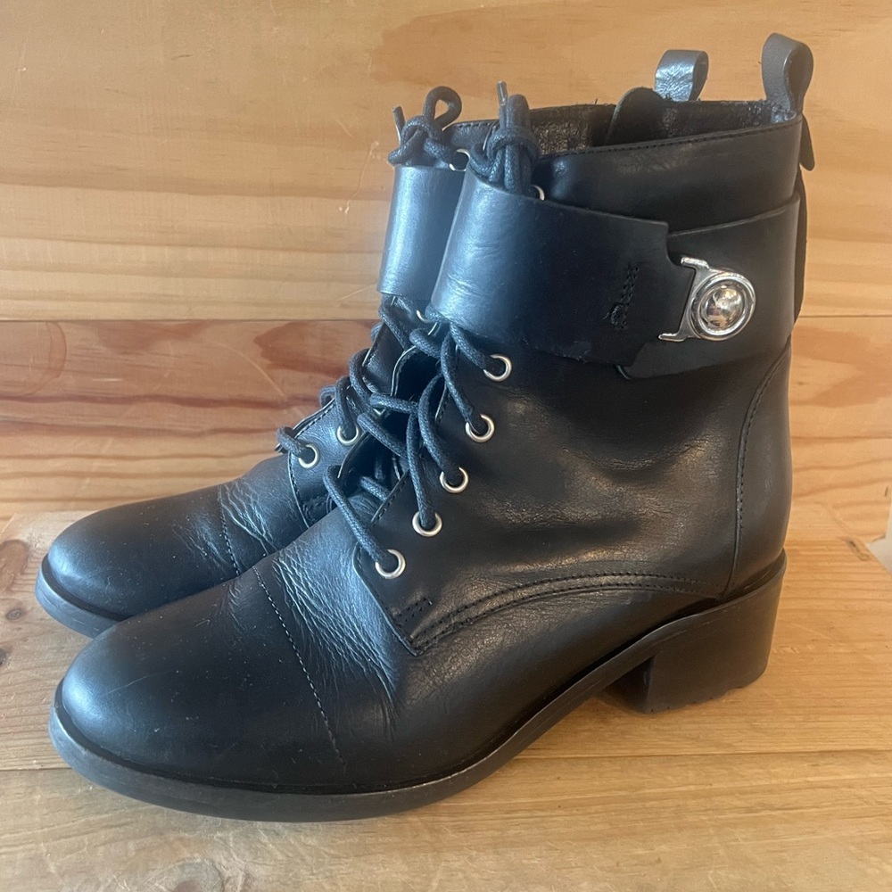Fabianelli Black Leather Moto Combat Boots size 37 EUC